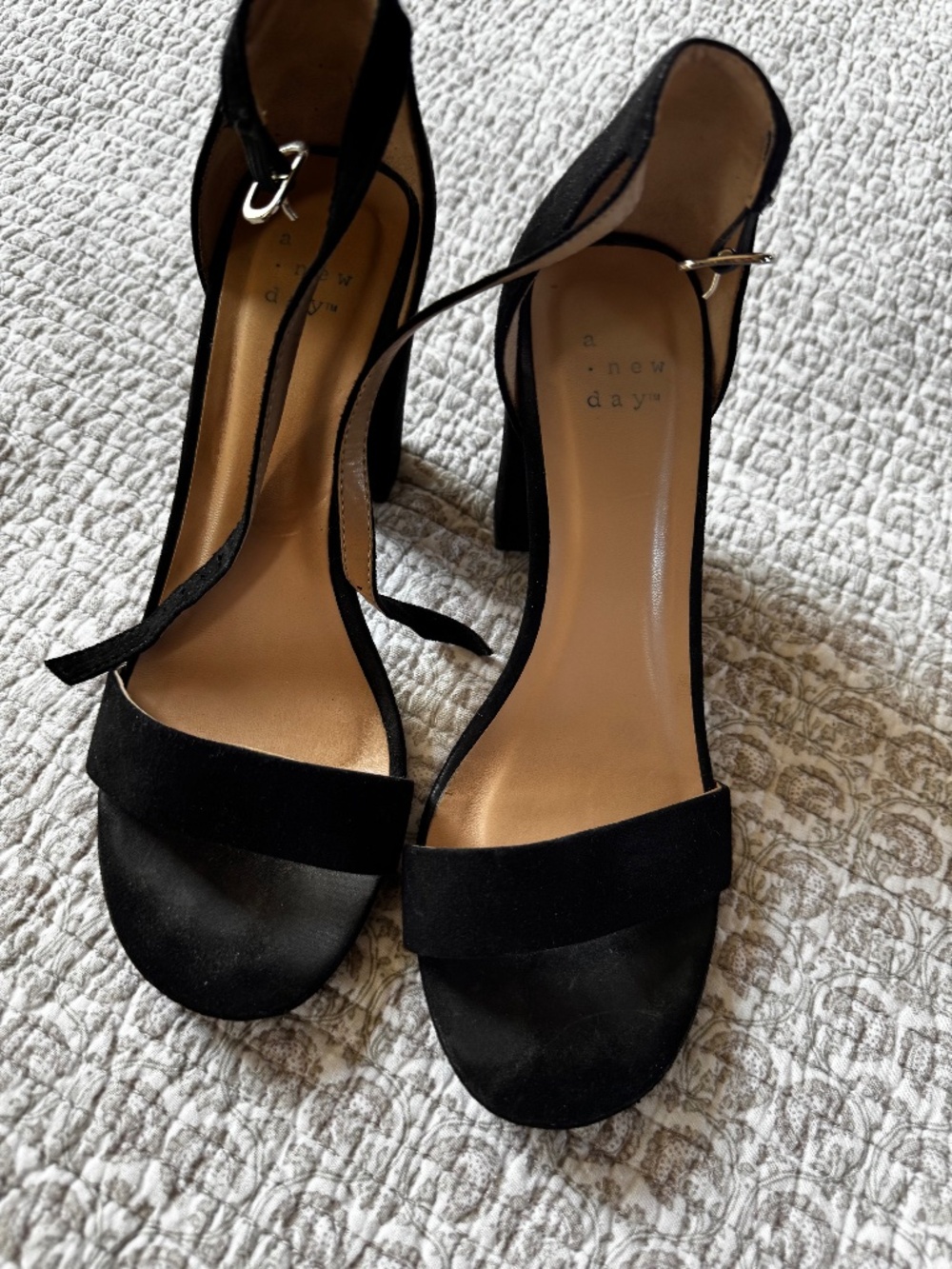 Black Block Sandal Heels with Strap - Target a New Day